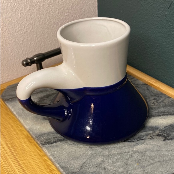Vintage Blue and White No Spill Ceramic Mug - Picture 2 of 4
